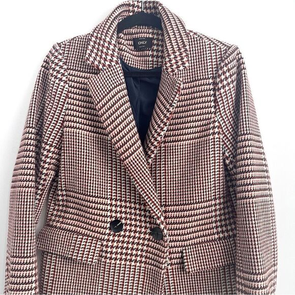ONLY Classic Houndstooth Coat Sz Small - Picture 4 of 16